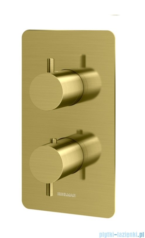Kohlman Axel Brushed Gold podtynkowa bateria termostatyczna wannowo-prysznicowa z trzema wyjściami złoto szczotkowane QW433AGDB
