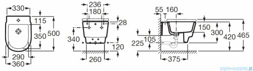 Roca Tura bidet wiszący biały SUPERGLAZE A357695S00