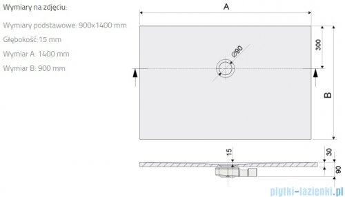 Sanplast Open Structure Mineral B-M/OPEN STR brodzik prostokątny 90x140x1,5 cm mat czerni 645-440-0570-59-020