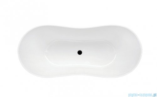 Besco Viya 160x70cm wanna wolnostojąca biało-czarna + syfon klik-klak biały czyszczony od góry #WMD-160-VWW