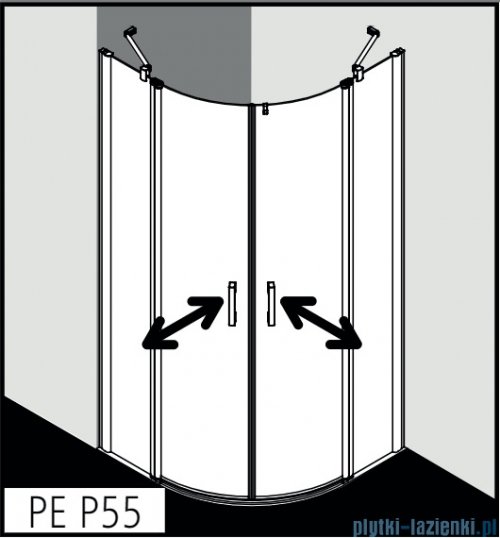 Kermi Pega kabina ćwierćkolista drzwi wahadłowe, 90x90 cm szkło przezroczyste PEP5509020VPK