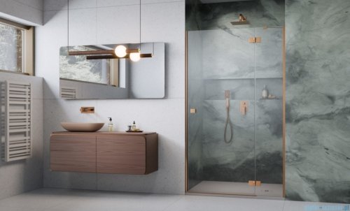 Radaway Essenza 8 Brushed Copper Dwj drzwi wnękowe 120cm prawe szczotkowana miedź/szkło przejrzyste 10480812-01-01R/10460337-93-01R