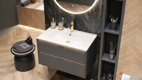 Excellent Tuto 2.0 szafka wisząca z umywalką PIK 80x50x46,5 cm front gładki wysoki czarny MLEX.2171.K.80.0265.BKBK