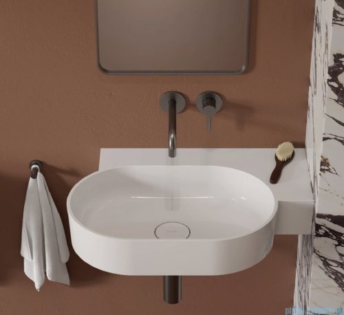 Omnires Ovo M+ umywalka nablatowa/wisząca prawa 66x44 cm  biały połysk OVO645UWPBP