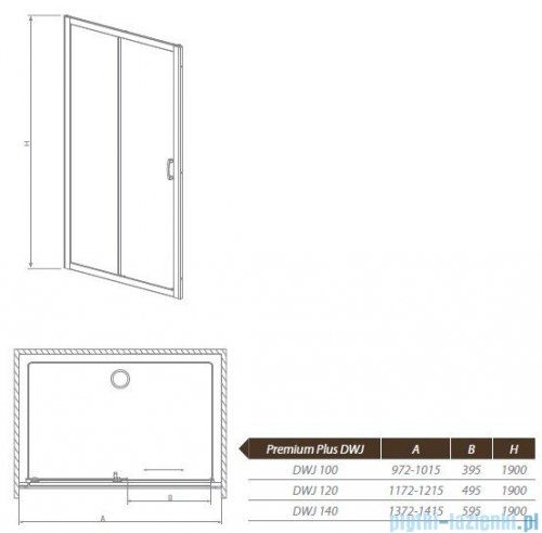 Radaway Premium Plus DWJ Drzwi wnękowe 100 szkło brązowe 33303-01-08N