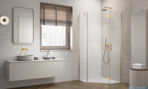 Radaway Essenza Gold Ptj kabina pięciokątna 90x90cm prawa szkło przejrzyste 1385010-09-01R/1385050-01-01