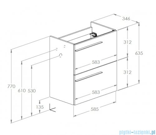 Roca Ella szafka 58x34x63 CZARNY MAT A857778532