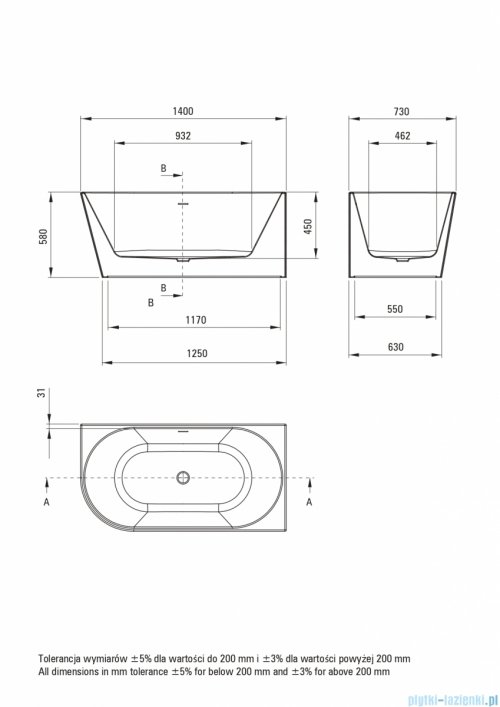 Deante SILIA Wanna akrylowa narożna wolnostojąca prawa 140x73 cm KDS_014P