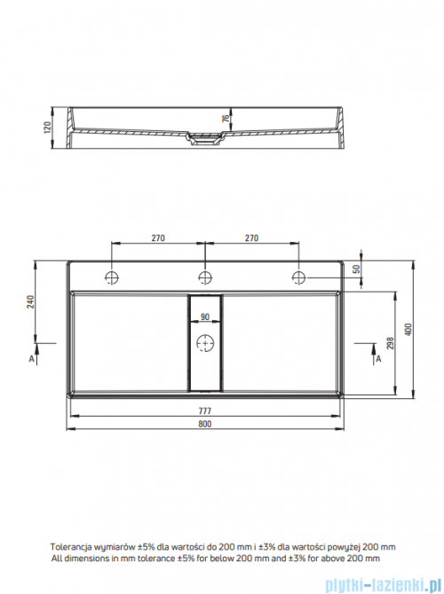 Deante Blur Umywalka granitowa nablatowa z maskownicą 80x40x12 alabaster CQB_AU8S