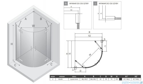 New Trendy Nesta Gunmetal Brushed kabina półokrągła 90x90x200 cm grafit szczotkowany/szkło przejrzyste K-4782
