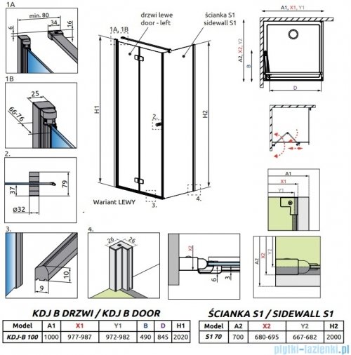 Radaway Fuenta Kdj B kabina 100x70cm prawa chrom połysk szkło przejrzyste 1384083-01-01R/1384048-01-01