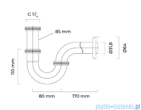 Oltens Lyse syfon umywalkowy rurowy chrom 02501100