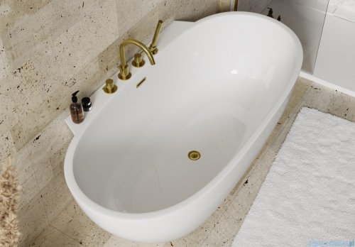 ScandiBath Mandal wanna wolnostojąca/przyścienna z korkiem i przelewem ZŁOTYM  170x85cm  Q360S-1701OEMGL