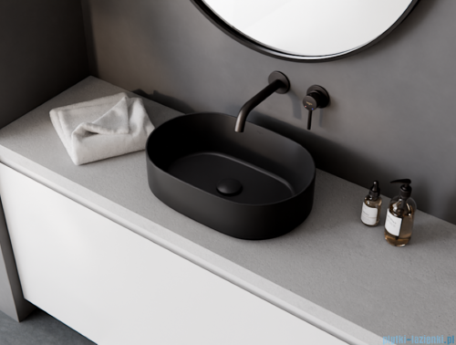 Besco Lova Cera-Line 46 Black Matt umywalka nablatowa Czarny Matt 46x31x13,5cm UNCM-46-LOC