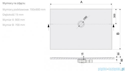Sanplast Open Mineral B-M/OPEN brodzik prostokątny 70x90x1,5 cm biały 645-430-0120-01-000