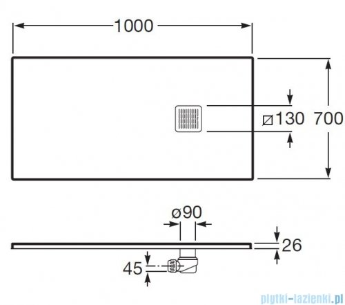 Roca Terran 100x70cm brodzik prostokątny konglomeratowy czarny AP1013E82BC01400