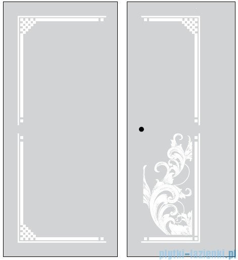 Kerasan Kabina prostokątna lewa, szkło dekoracyjne piaskowane, profile brązowe 80x96 Retro 9142P3