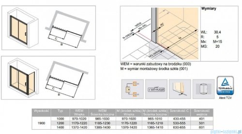 Vitalle GARDA drzwi przesuwne ze stałym segmentem 120 cm CU0402069322