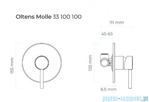 Oltens Molle bateria prysznicowa podtynkowa chrom 33100100