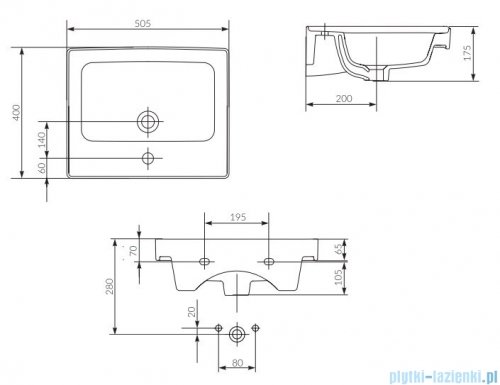 Cersanit Crea umywalka 50x40 cm meblowa biała K114-005