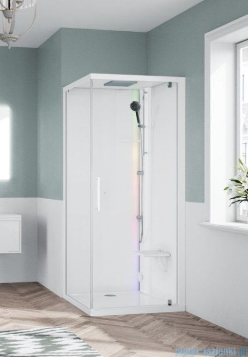 Novellini Glax 1 2.0 kabina z sauną parową 80x80 prawa biała G21GF89DT5-1UU