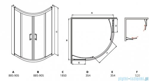 Besco Modern kabina półokrągła 90x90x185cm grafit MP-90-185-G