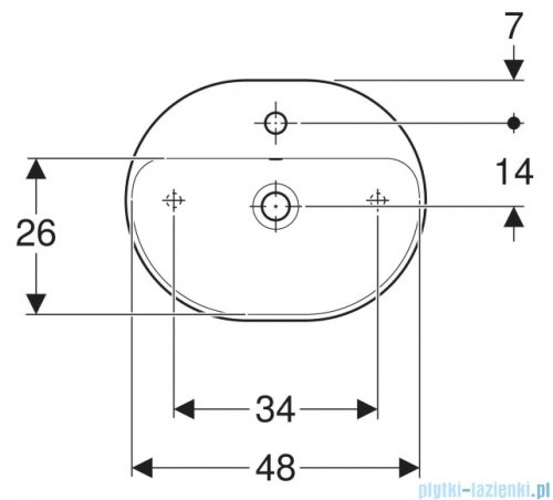 Geberit VariForm Umywalka owalna z półką, z przelewem 50x40cm 500.775.01.2