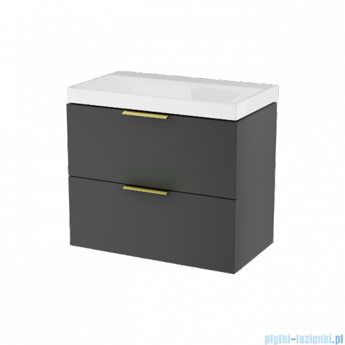 Excellent Blanko szafka 64 cm, czarny soft z umywalką bez otworu na baterię, uchwyty złoty połysk MLEX.6327.K.640.BLGL