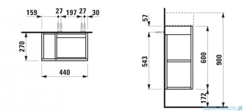 Laufen KARTELL szafka pod umywalkę 44x27cm kamienno szary H4075180336411