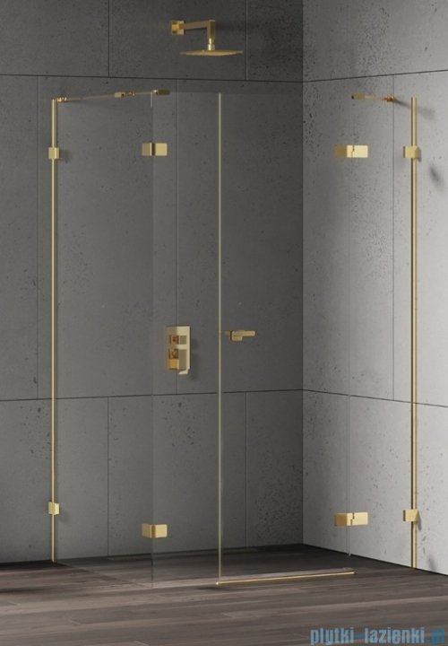 New Trendy Eventa Gold Shine kabina prysznicowa prostokątna 150x100x200 cm prawa przejrzyste Złoty połysk EXK-4791