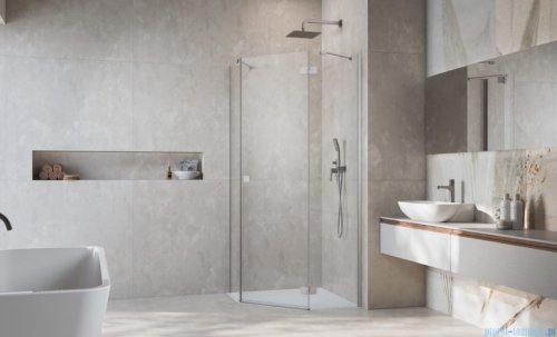 Radaway Essenza 8 Brushed Nickel Ptj kabina pięciokątna 90x100cm prawa szczotkowany nikiel 10490000-91-01R/10490700-01-01