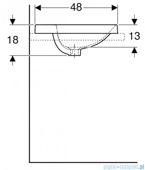 Geberit VariForm Umywalka okrągła z półką z otworem na baterię 48cm 500.704.01.2