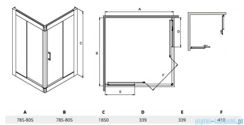Besco Modern kabina kwadratowa 80x80x185cm przejrzyste MK-80-185-C