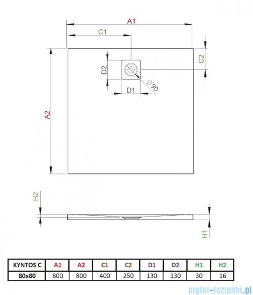 Radaway Kyntos C brodzik kwadratowy 80x80cm kaszmirowy HKC8080-84