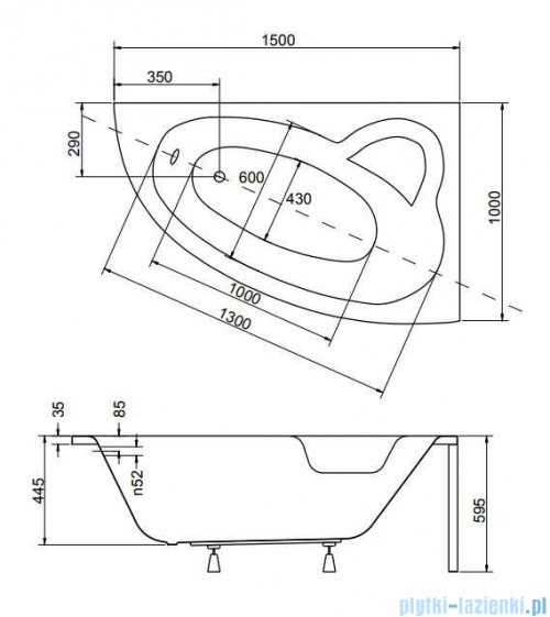 Besco Natalia 150x100cm Wanna asymetryczna Prawa 