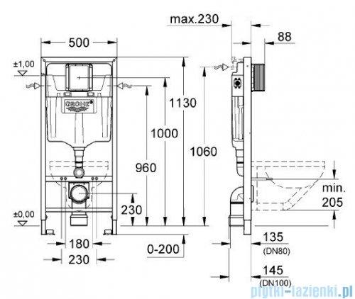 Grohe Zestaw stelaż Rapid Sl Fresh 5w1 Cosmopolitan+miska wisząca Roca Gap+deska wolnoopadająca Slim 38827/A346477000/A801482211