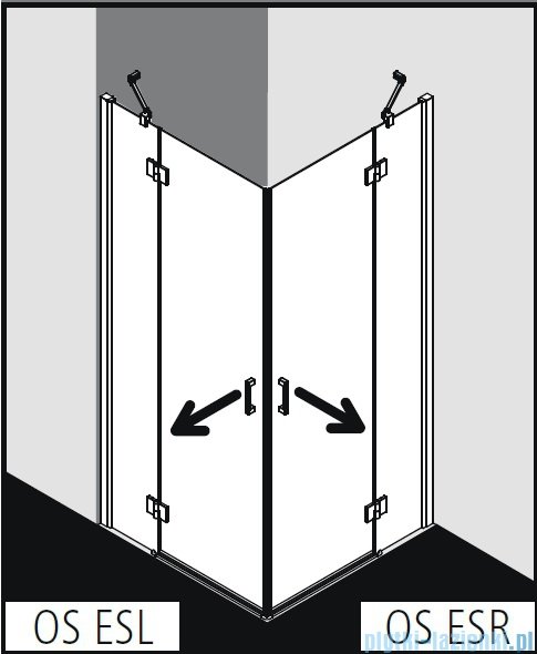Kermi Osia Kabina prysznicowa wejście narożne, lewa, szkło przezroczyste 100x100 cm OSESL10020VPK/OSESR10020VPK