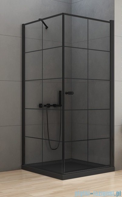 New Trendy New Soleo Black 90x90x195 cm kabina kwadratowa prawa wspornik równoległy przejrzyste D-0285A/D-0121B-WP