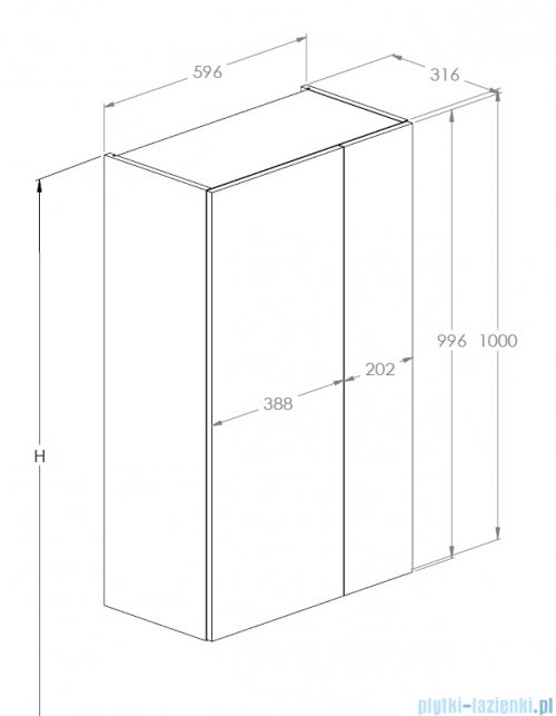 Roca Extra Kolumna łazienkowa niska z 2 drzwiami 100x60x31 SZARY ANTRACYT A857961153