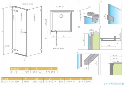 Radaway Arta Kdj II kabina 130x70cm lewa szkło przejrzyste 386457-03-01L/386045-03-01L/386019-03-01