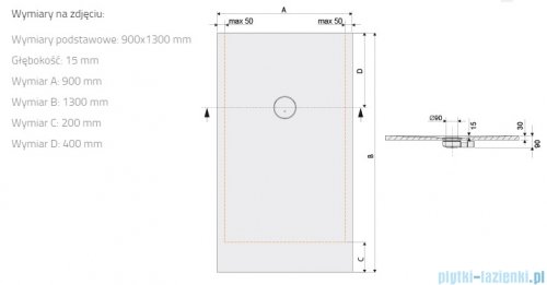 Sanplast Structure Mineral B-M/STRUCTURE brodzik prostokątny 90x130x1,5 cm biały 645-360-0560-01-010