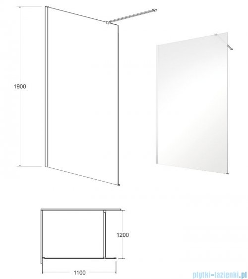 Besco Eco-n kabina walk-in 110x195cm przejrzyste EN-110-195C