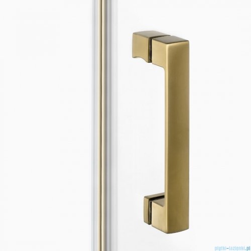New Trendy Nesta Gold Brushed 80x200 cm drzwi wnękowe lewe wspornik skośny złoto szczotkowane/szkło przejrzyste D-0866A