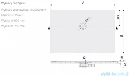 Sanplast Open Mineral B-M/OPEN brodzik prostokątny 75x90x1,5 cm szarość kamienia 645-430-0220-52-000