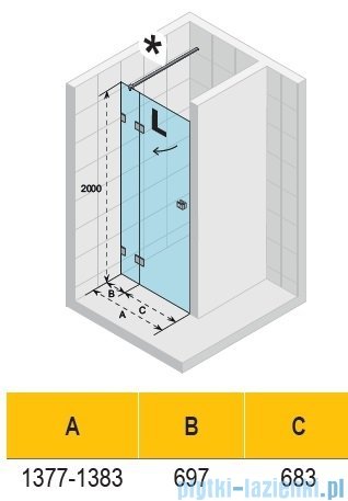Riho Scandic NXT X104 drzwi prysznicowe chrom lewe 138x200cm G001027120