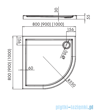 Novellini Kali R brodzik półokrągły 80x80 MNQ806-30