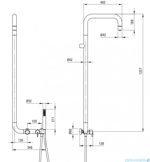 Deante Silia Deszczownica z baterią prysznicową titanium NQS_D4XM