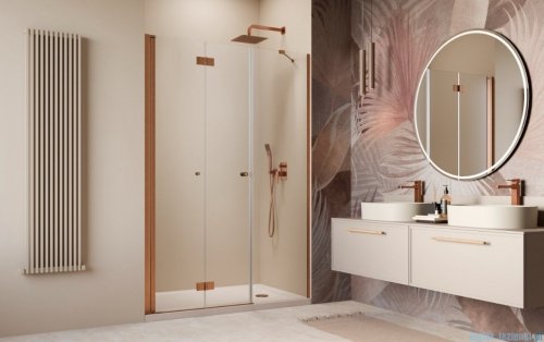Radaway Nes Brushed Copper DWSB drzwi wnękowe 100cm W2 lewe szczotkowana miedź szkło przejrzyste 10044650-93-01L/10045350-01-01