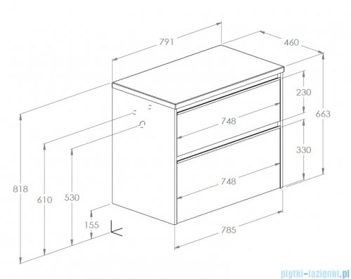 Roca Gap Pro szafka wisząca 79x46x66 JASNY DĄB  A857898464