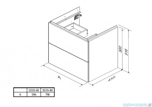 Oristo Etna szafka podumywalkowa wisząca 80x50x45 ceglany mat OR52-SD2S-80-19